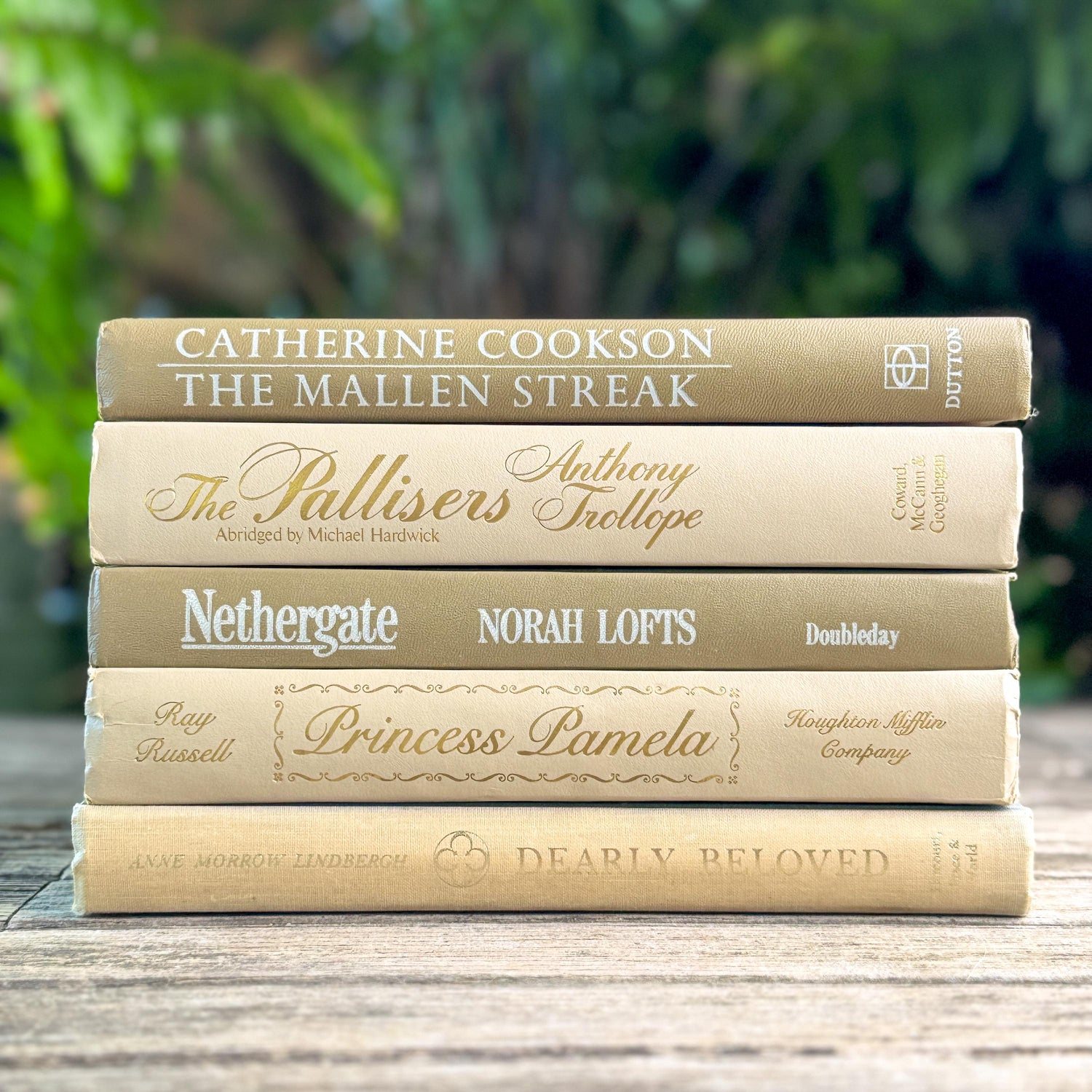 Vintage Retro Neutral Book Set in Taupe, Cream and Gold