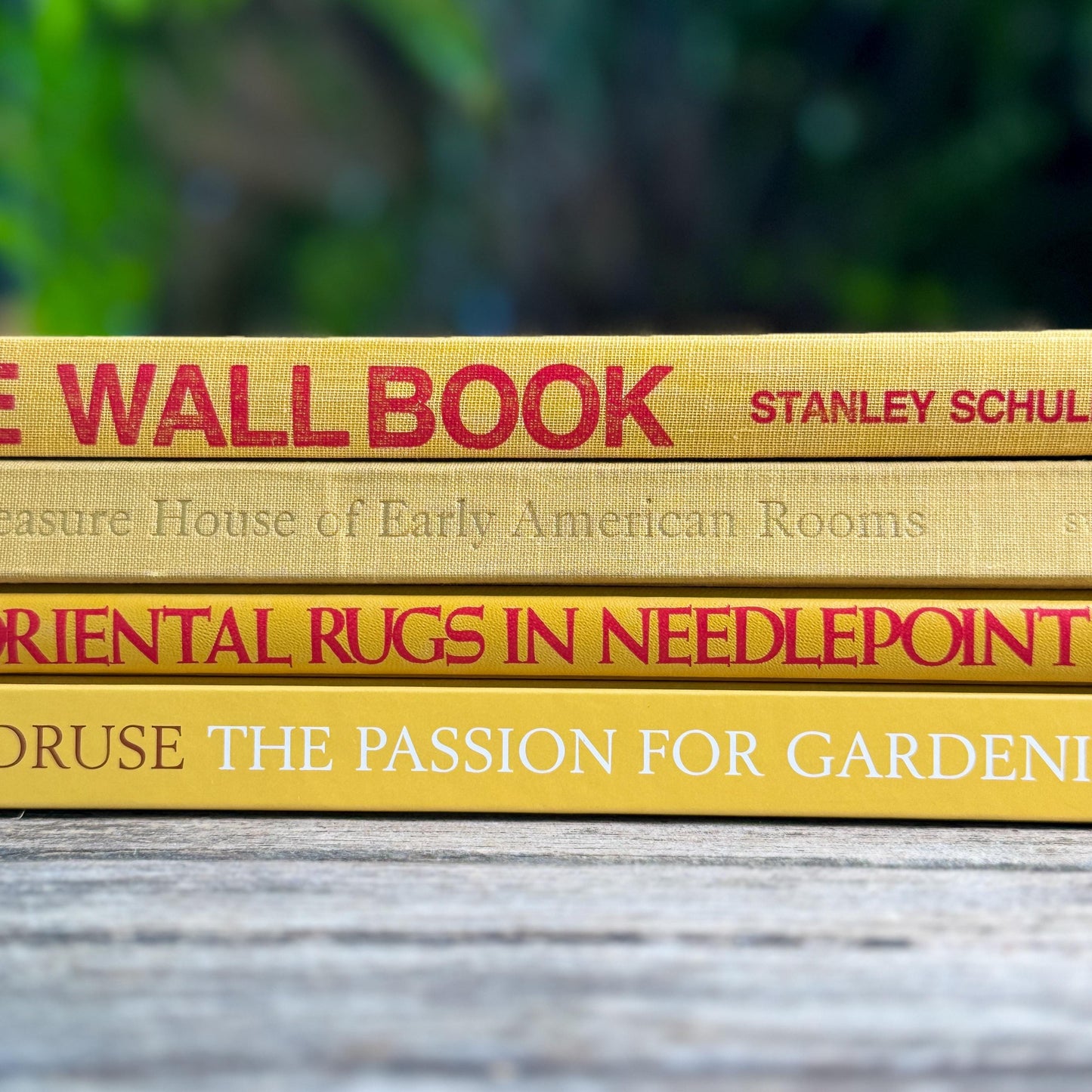 Retro Mustard Yellow Coffee Table Book Set, Home and Garden Themed