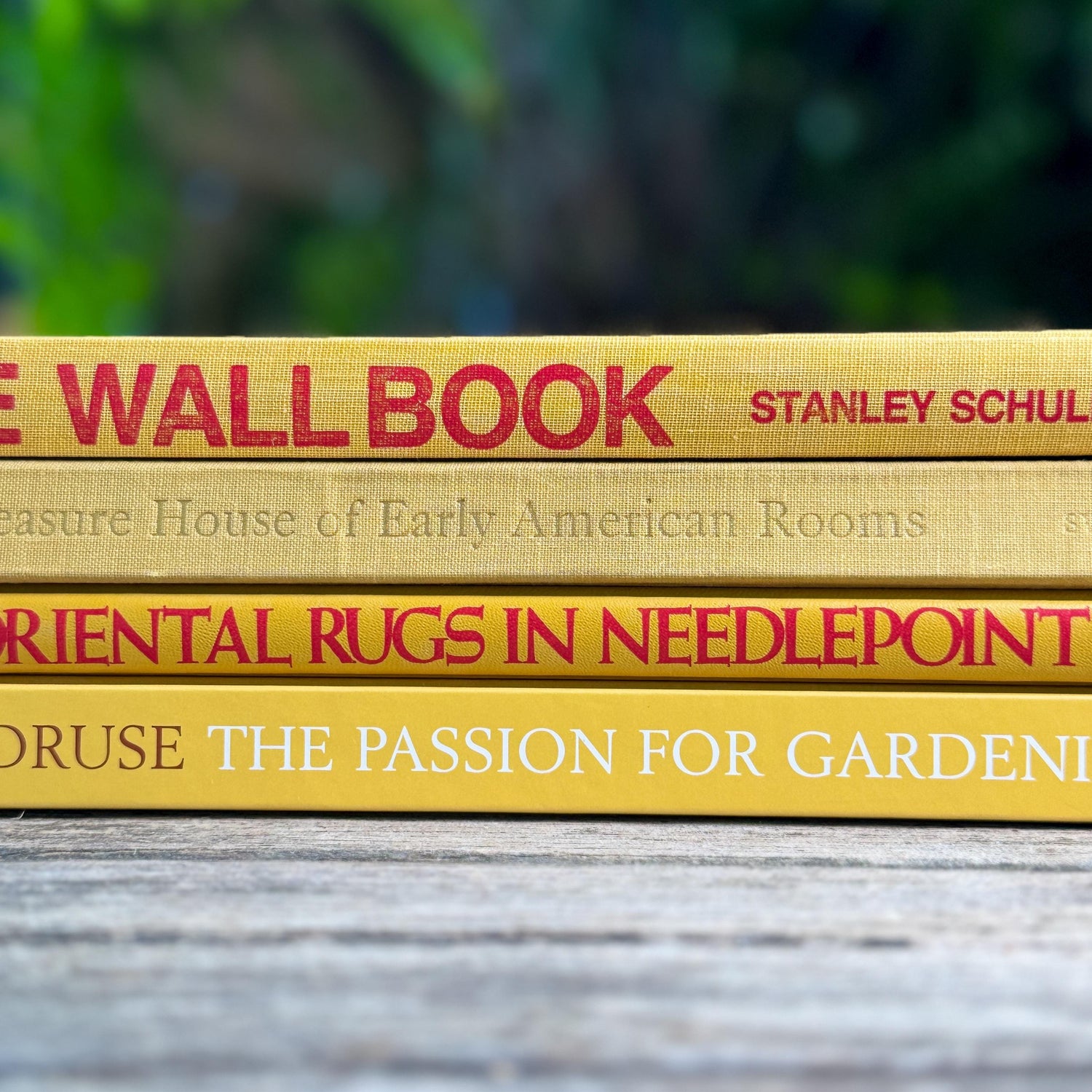 Retro Mustard Yellow Coffee Table Book Set, Home and Garden Themed