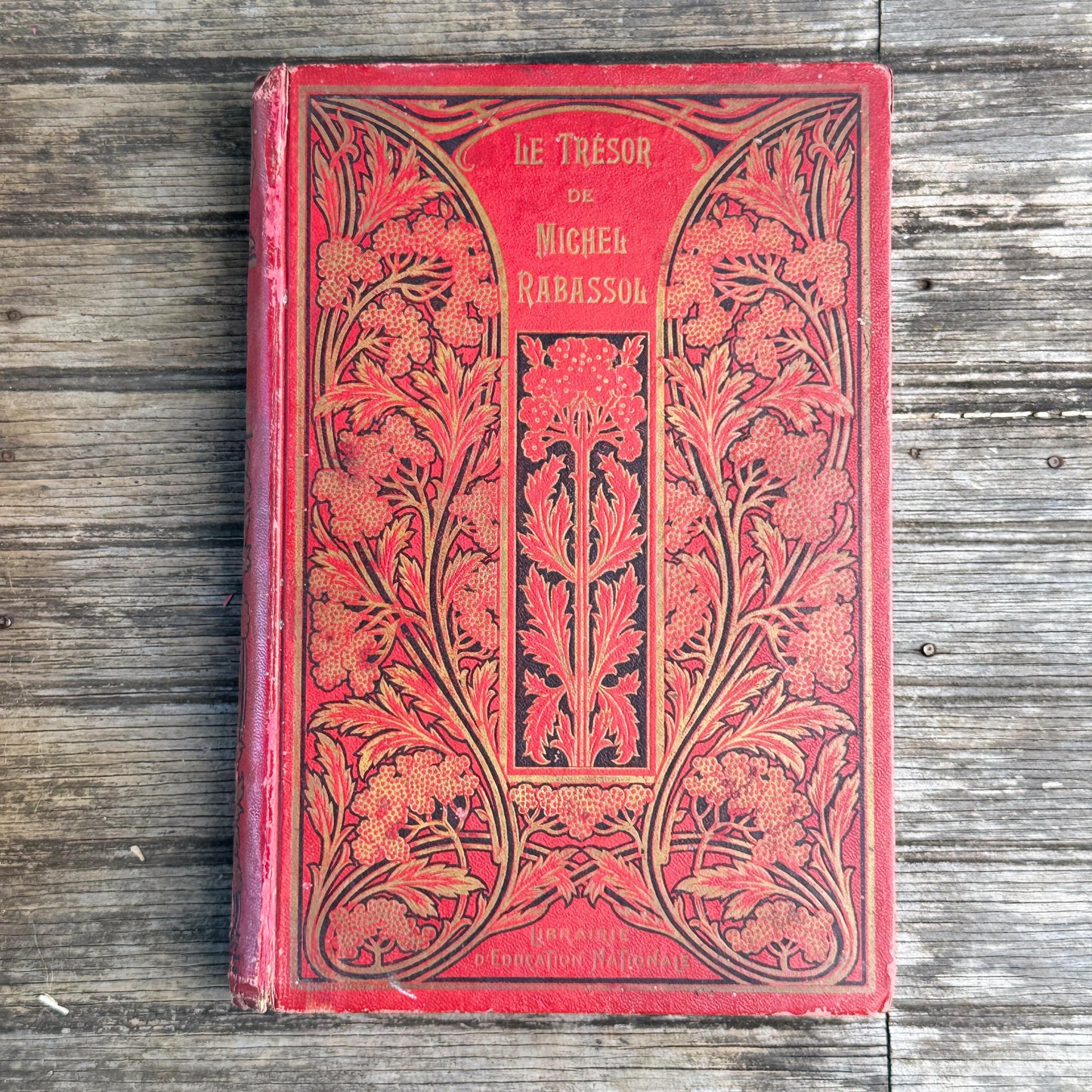 Antique Oversized Red Ornate French Book Set, Joan of Arc Cover, Illustrated, 4 Volumes