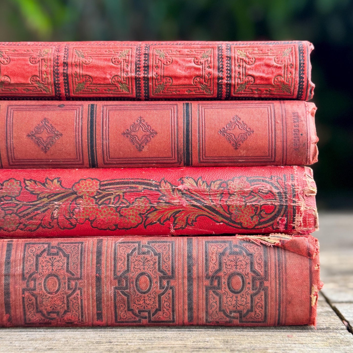 Antique Oversized Red Ornate French Book Set, Joan of Arc Cover, Illustrated, 4 Volumes