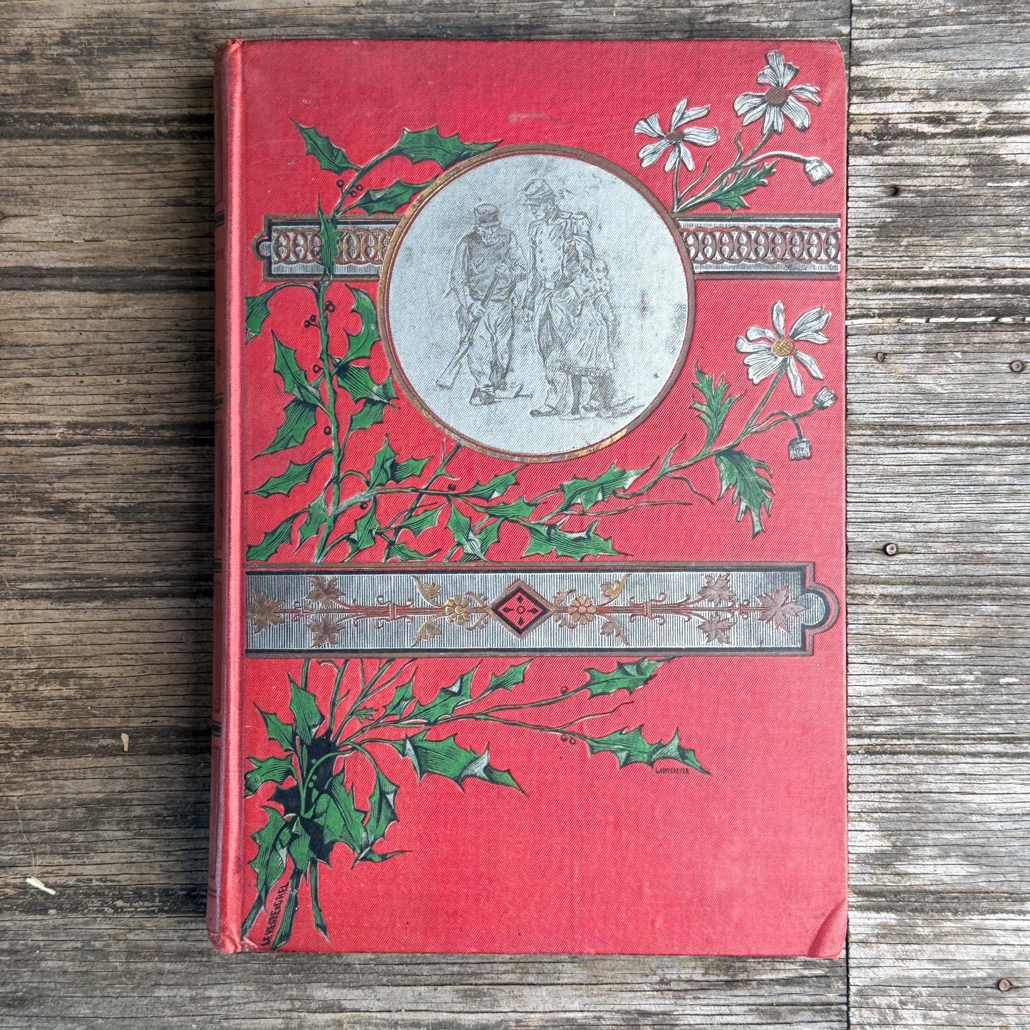 Antique Oversized Red Ornate French Book Set, Joan of Arc Cover, Illustrated, 4 Volumes