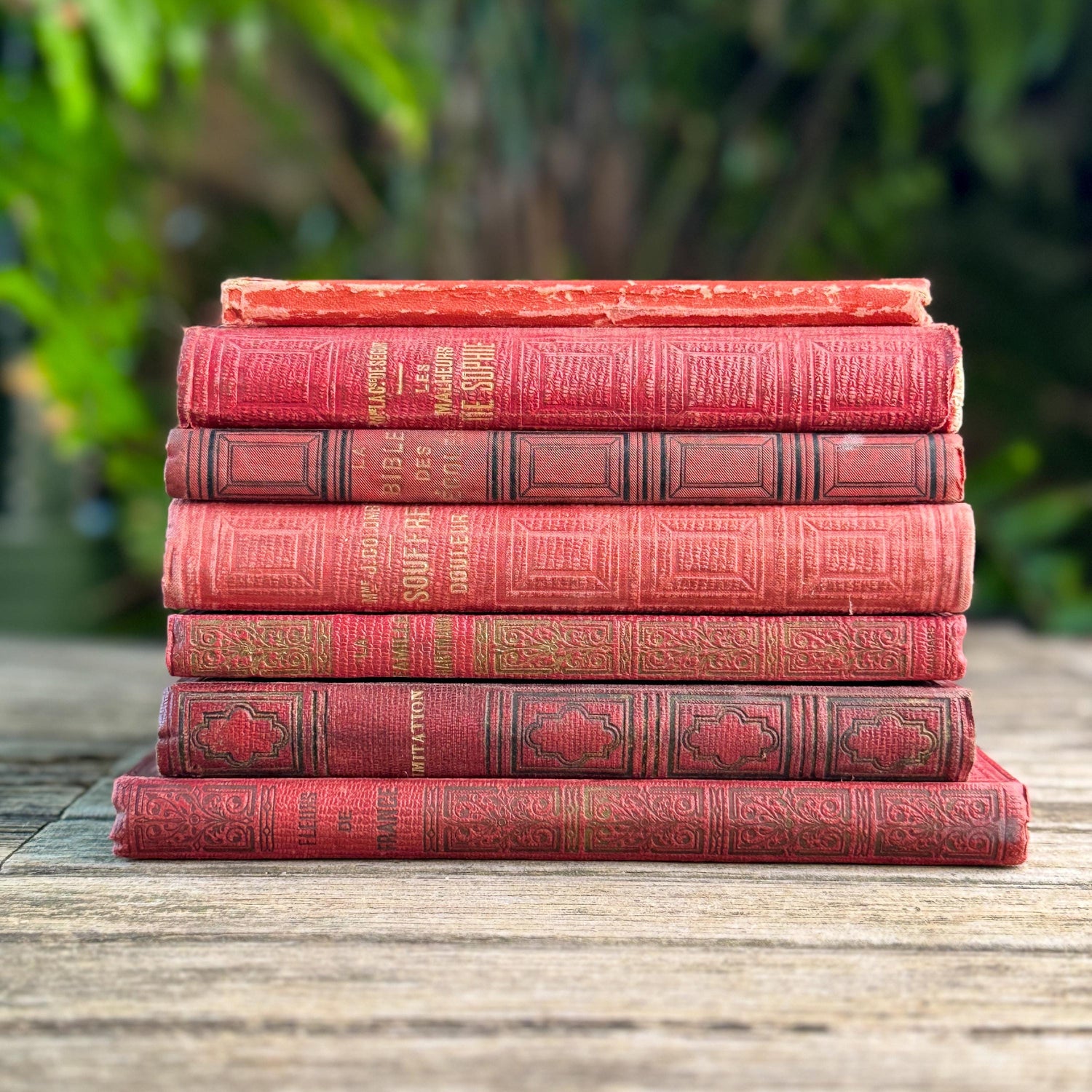 Vintage French Art Deco Book Set, Red and Gold Geometric Casterman Covers