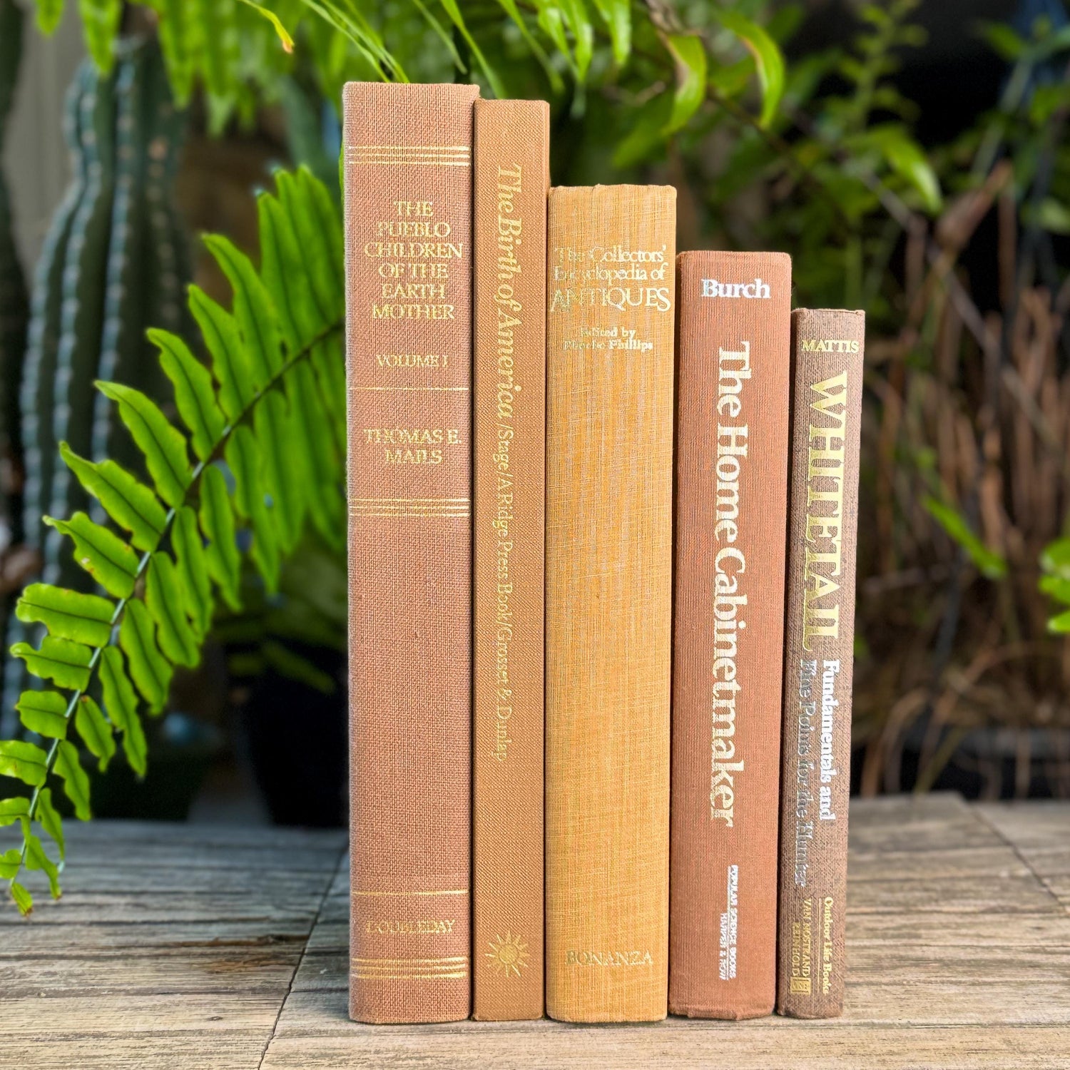 Vintage Neutral Brown, Caramel, and Goldenrod Coffee Table Book Bundle