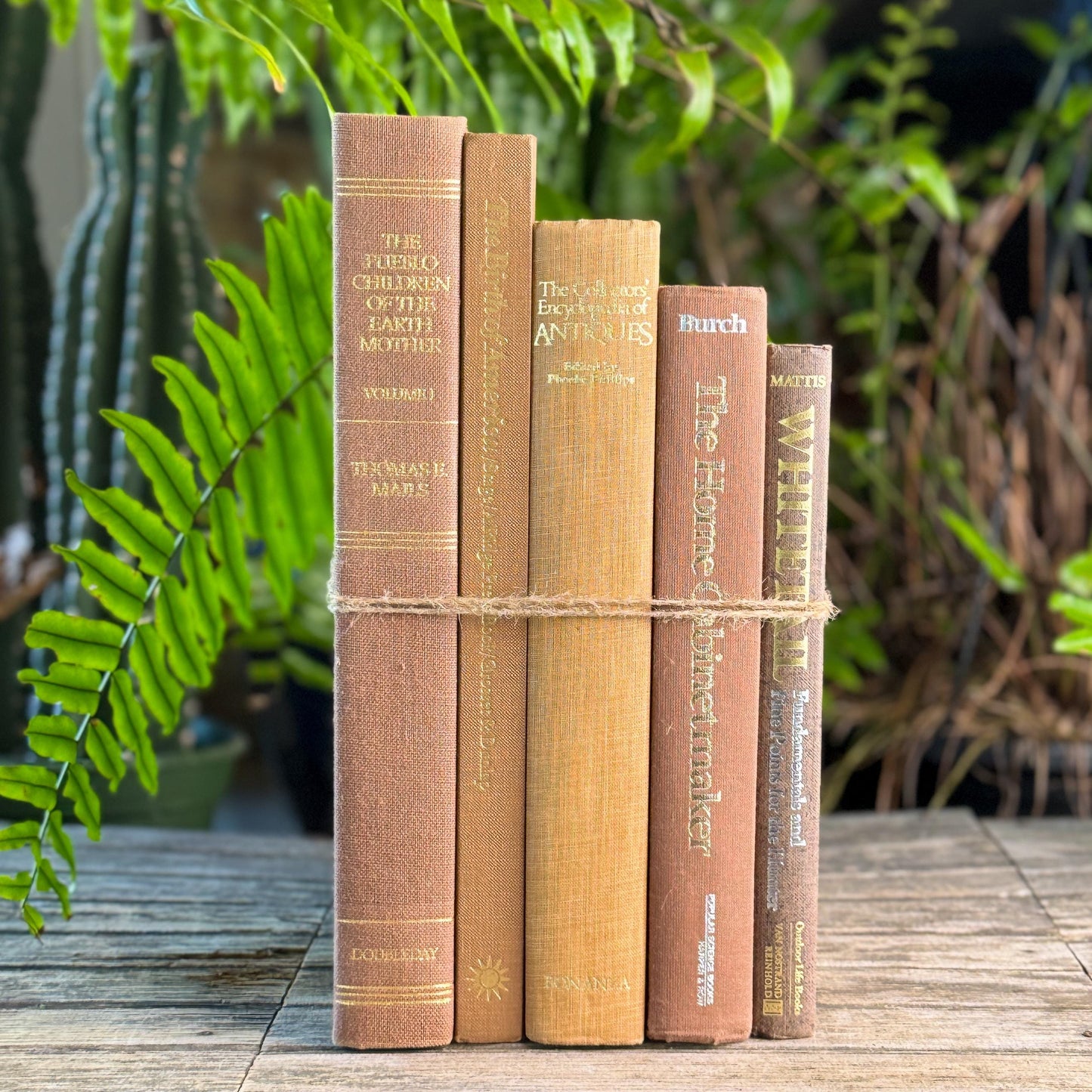 Vintage Neutral Brown, Caramel, and Goldenrod Coffee Table Book Bundle