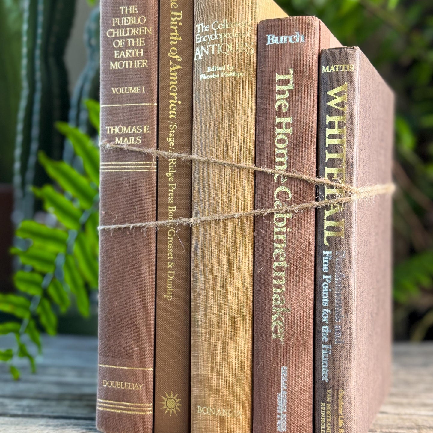 Vintage Neutral Brown, Caramel, and Goldenrod Coffee Table Book Bundle