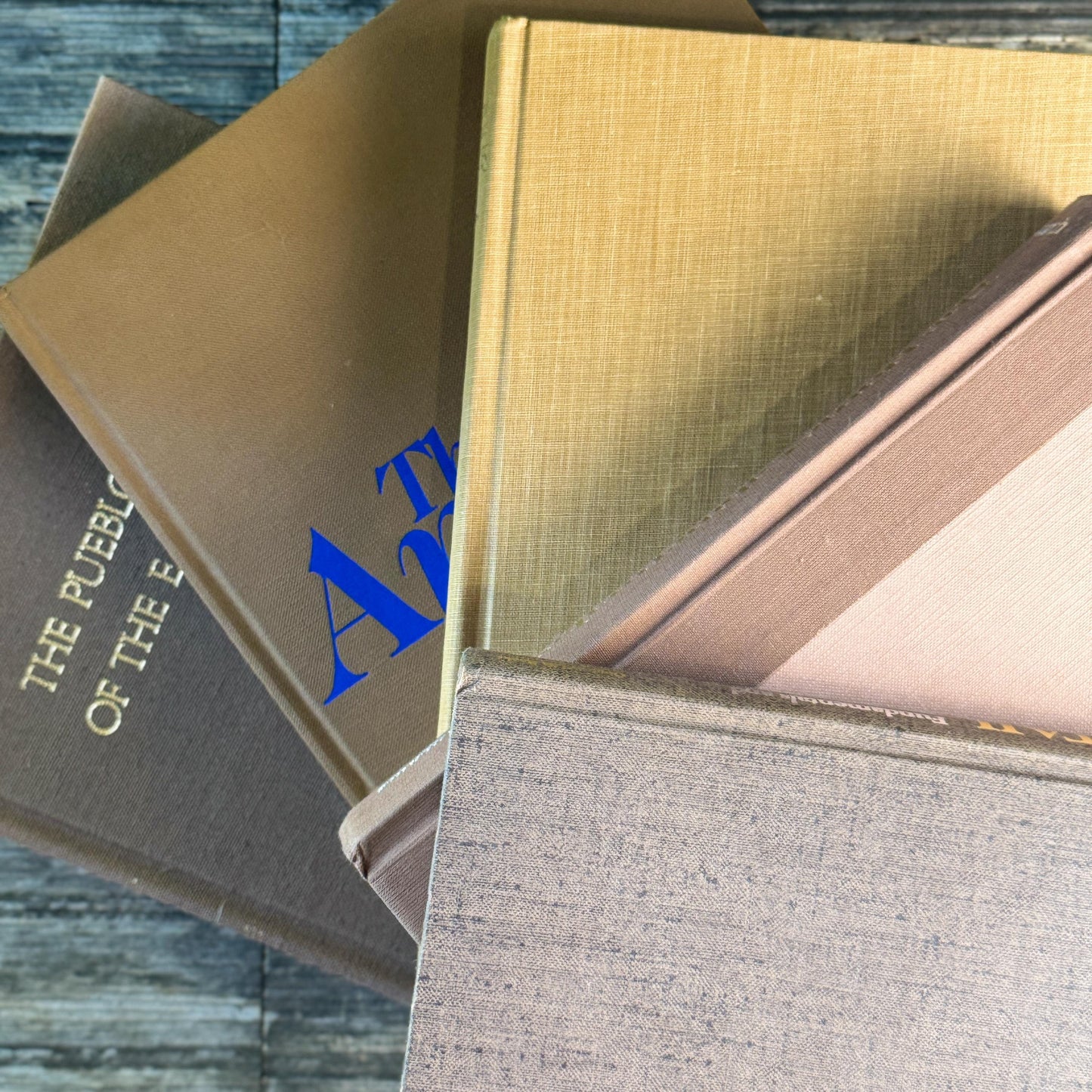 Vintage Neutral Brown, Caramel, and Goldenrod Coffee Table Book Bundle