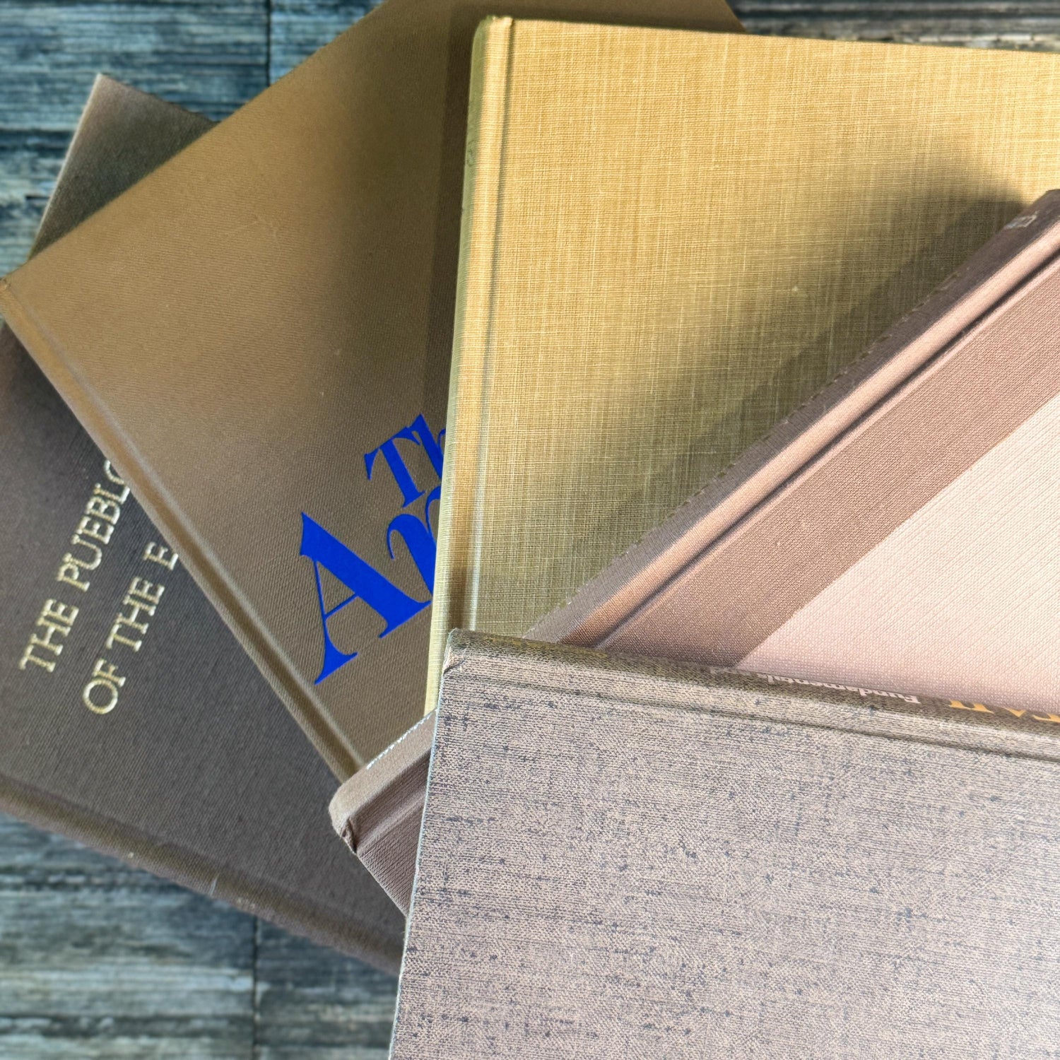 Vintage Neutral Brown, Caramel, and Goldenrod Coffee Table Book Bundle