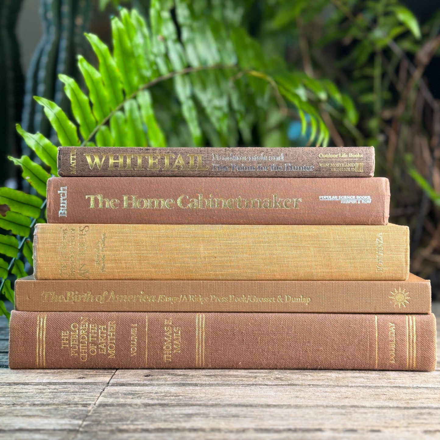 Vintage Neutral Brown, Caramel, and Goldenrod Coffee Table Book Bundle