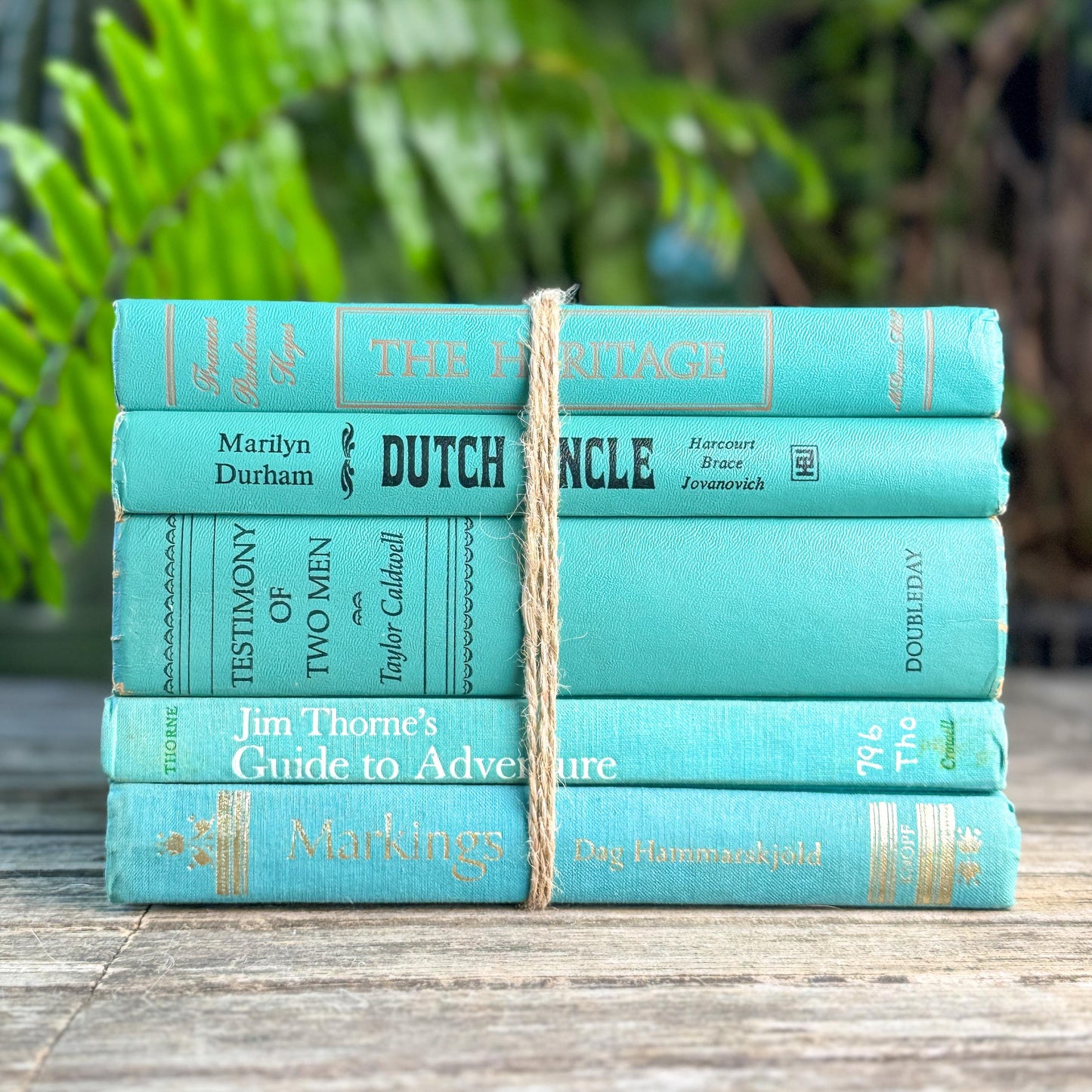 Mint and Teal Green Book Set for Bookshelf Decor
