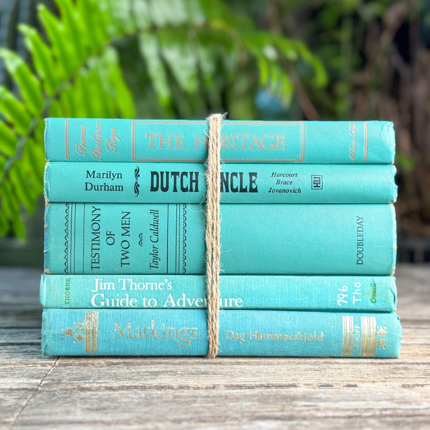 Mint and Teal Green Book Set for Bookshelf Decor