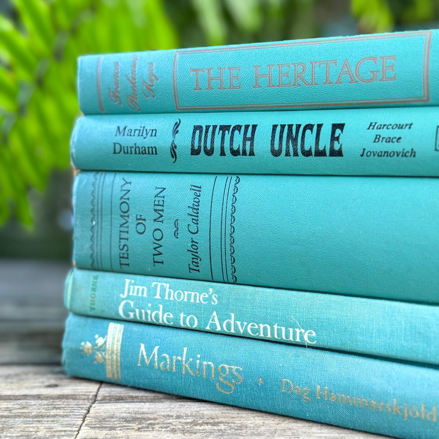Mint and Teal Green Book Set for Bookshelf Decor