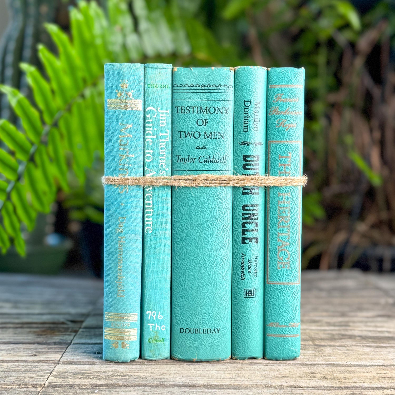 Mint and Teal Green Book Set for Bookshelf Decor