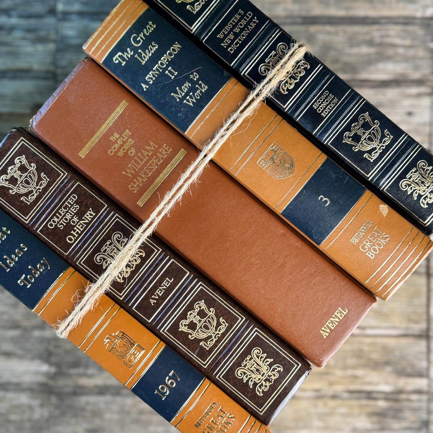 Retro Oversized Brown, Black, and Gold Book Bundle for 60s Styling