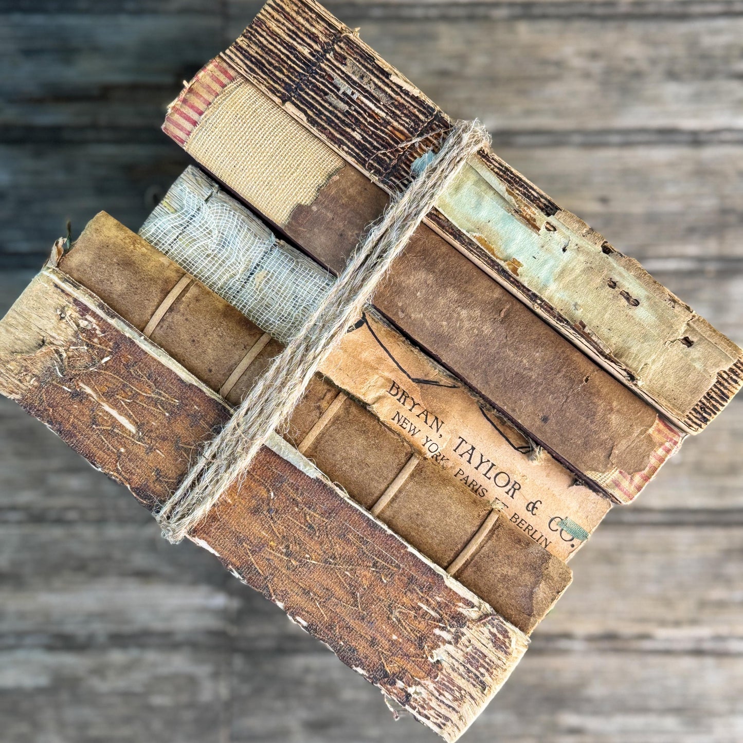 Antique Distressed Unbound Bare Bindings Book Bundle