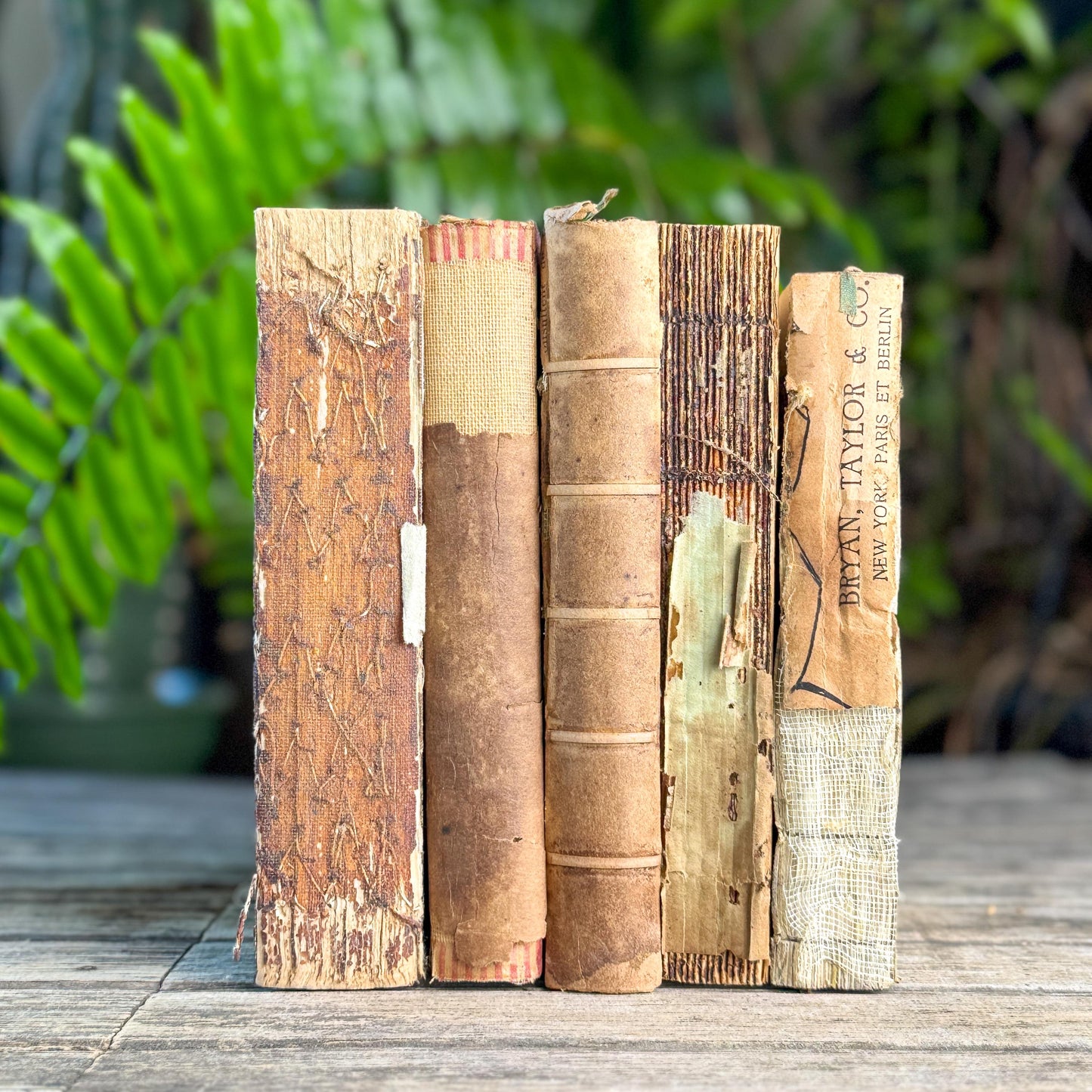 Antique Distressed Unbound Bare Bindings Book Bundle