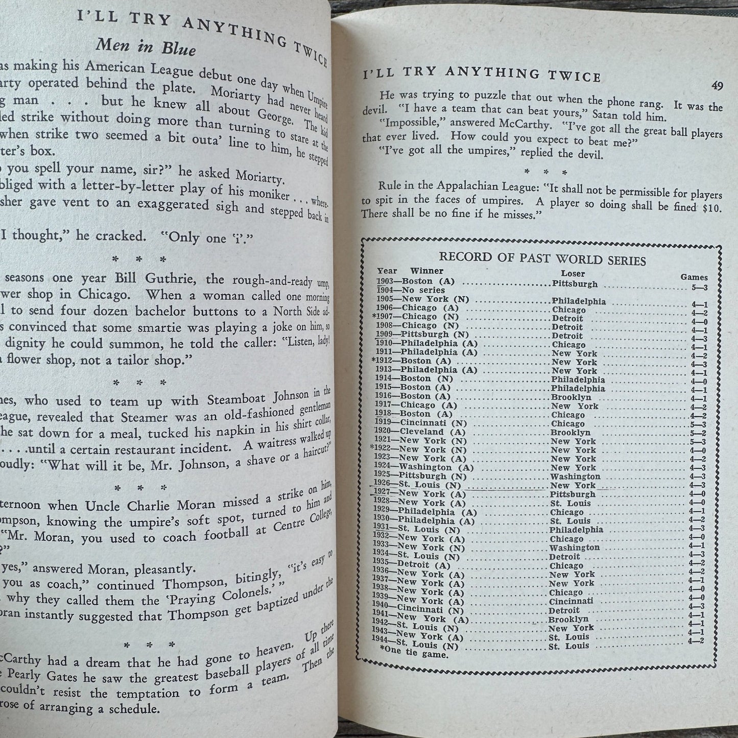 I'll Try Anything Twice, 1st Edition, 1945, Fred Russell - Pretty Old Books