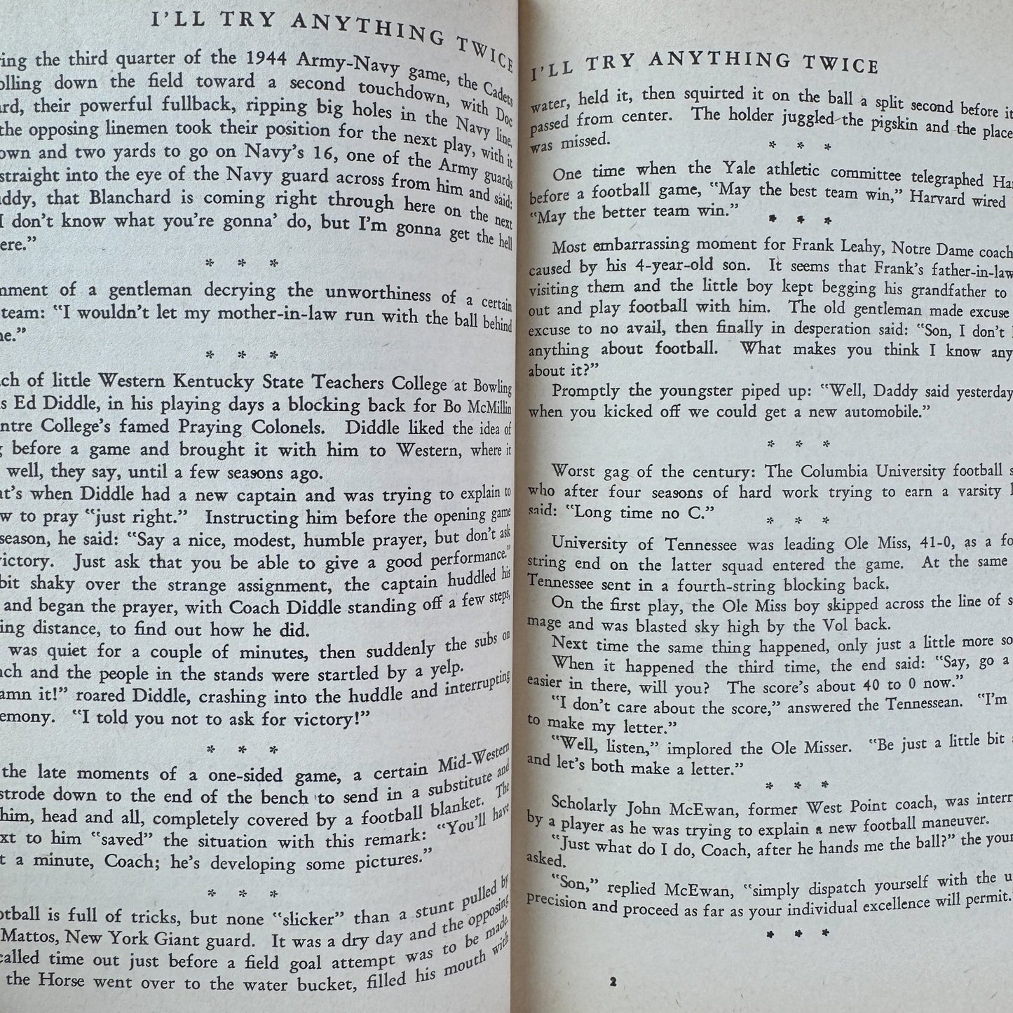 I'll Try Anything Twice, 1st Edition, 1945, Fred Russell - Pretty Old Books