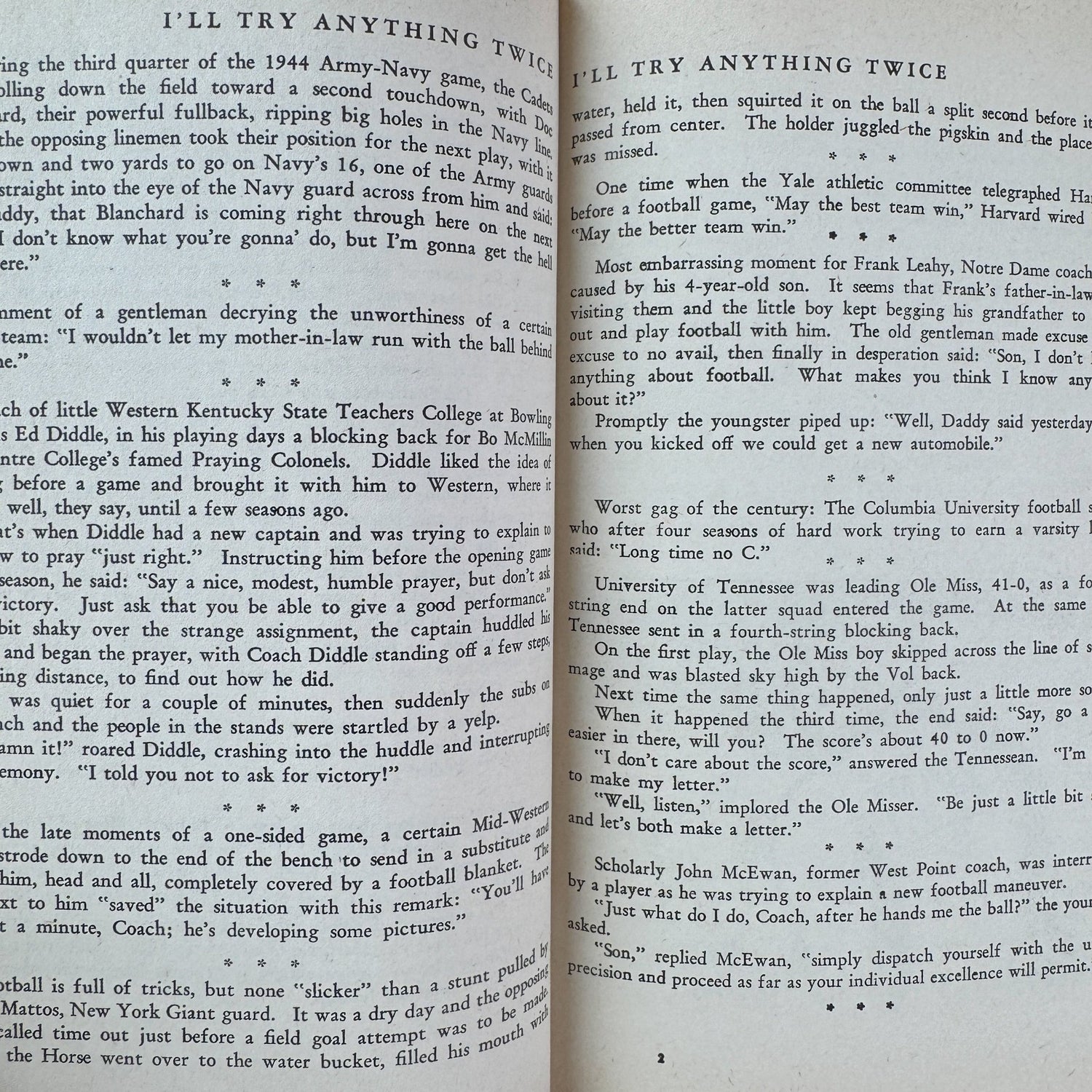 I'll Try Anything Twice, 1st Edition, 1945, Fred Russell - Pretty Old Books