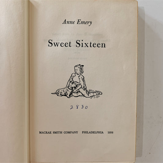 Sweet Sixteen, Anne Emery, Mid Century YA Fiction