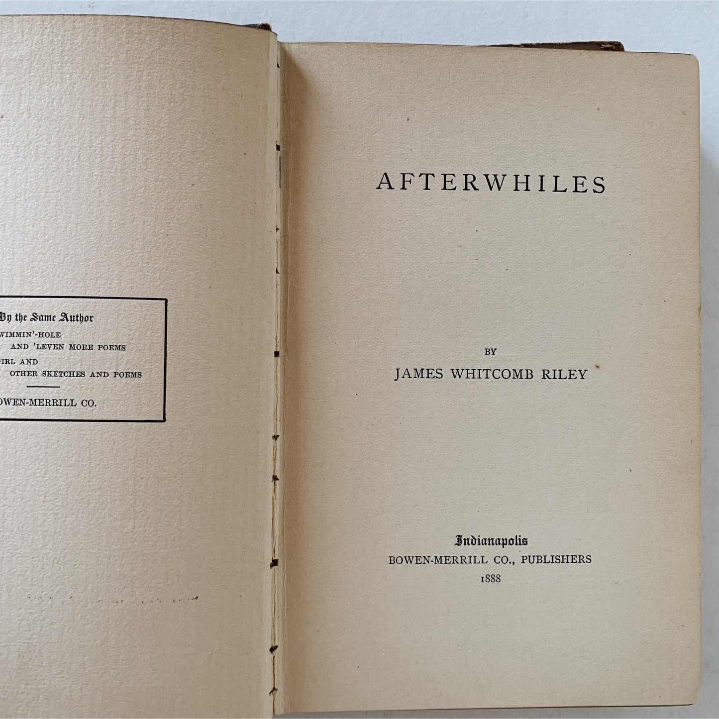Afterwhiles, James Whitcomb Riley Antique Poetry Book, 1888 Hardcover