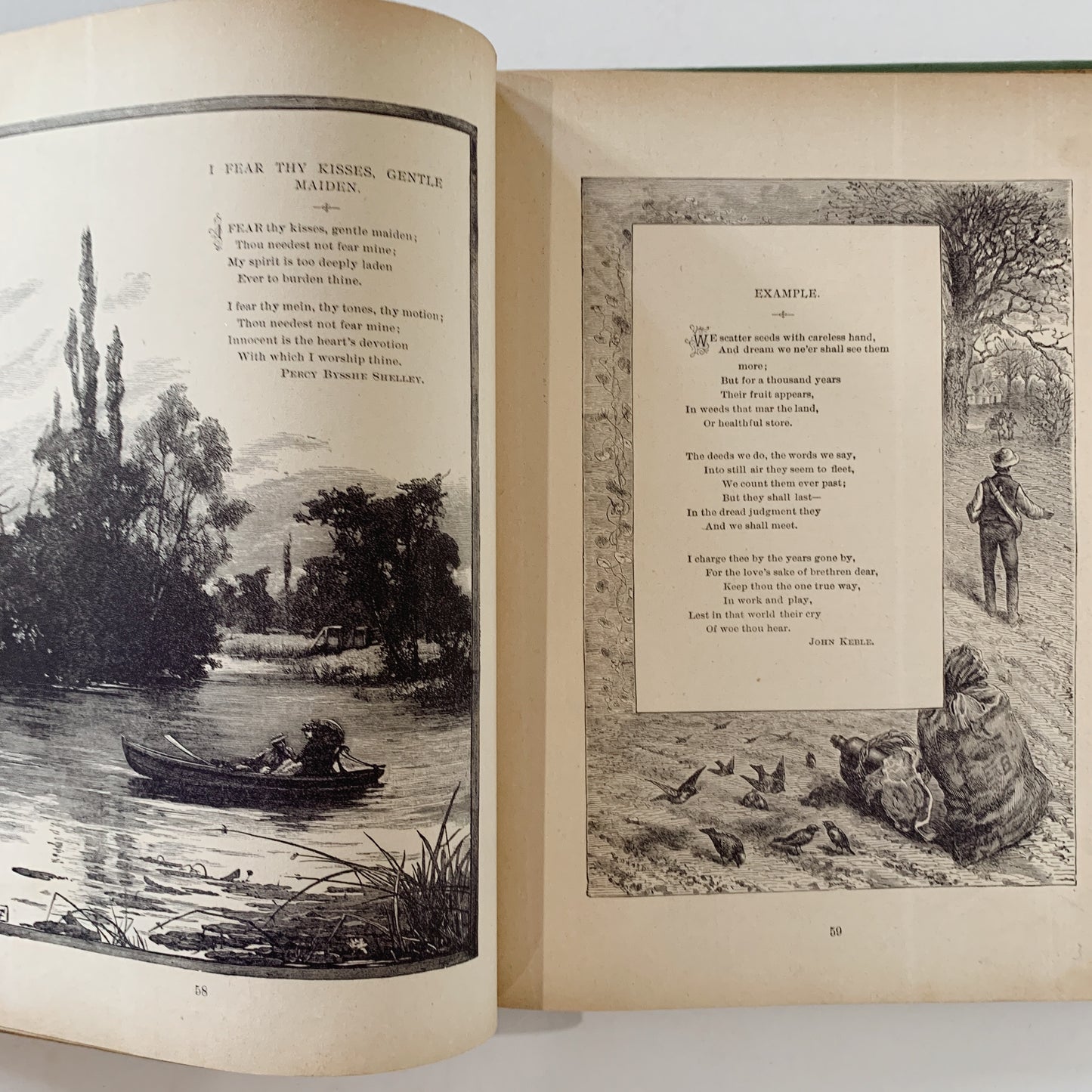 Gems From the Poets - Antique 1894 Illustrated Poetry Collection