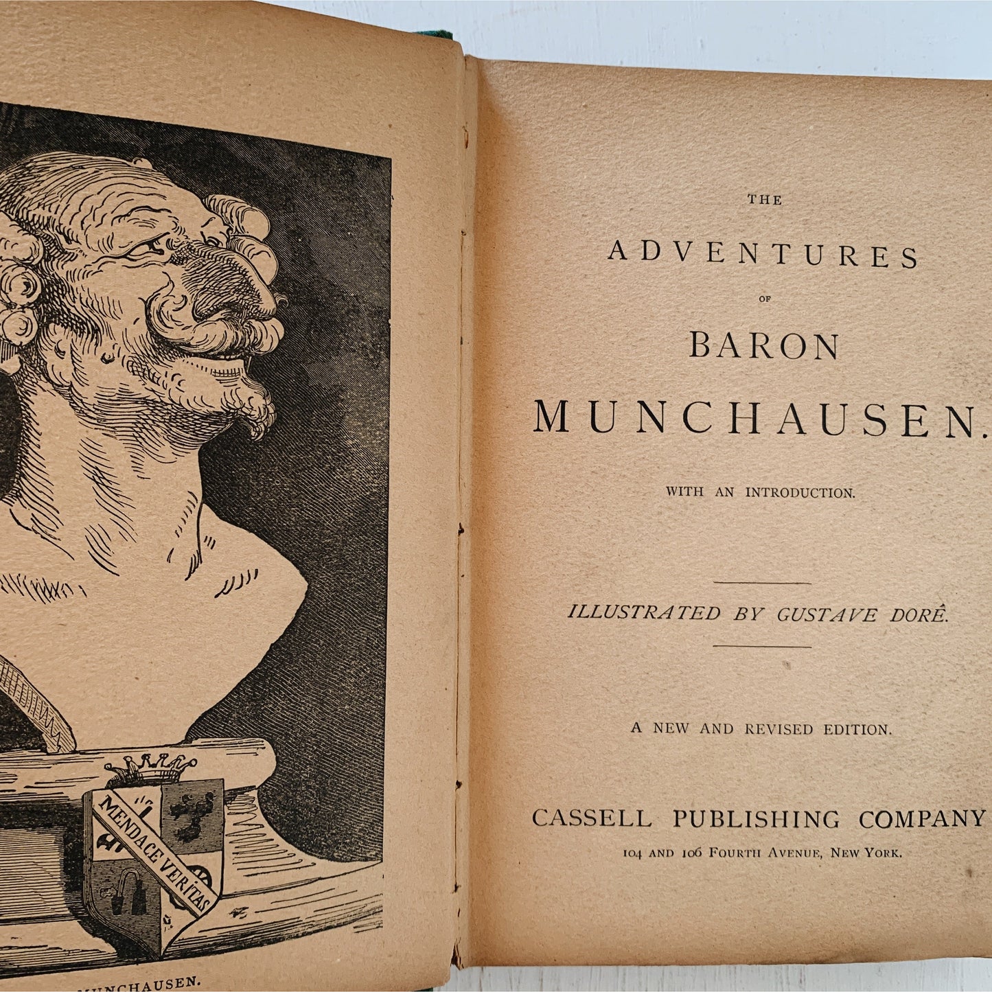 The Adventures of Baron Munchausen, Gustave Dore Illustrations, Antique Green Hardcover