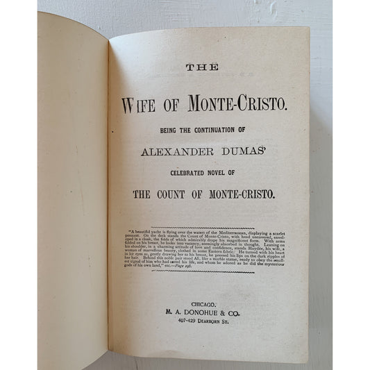 The Wife of Monte Cristo, Alexander Dumas, 1884, Hardcover