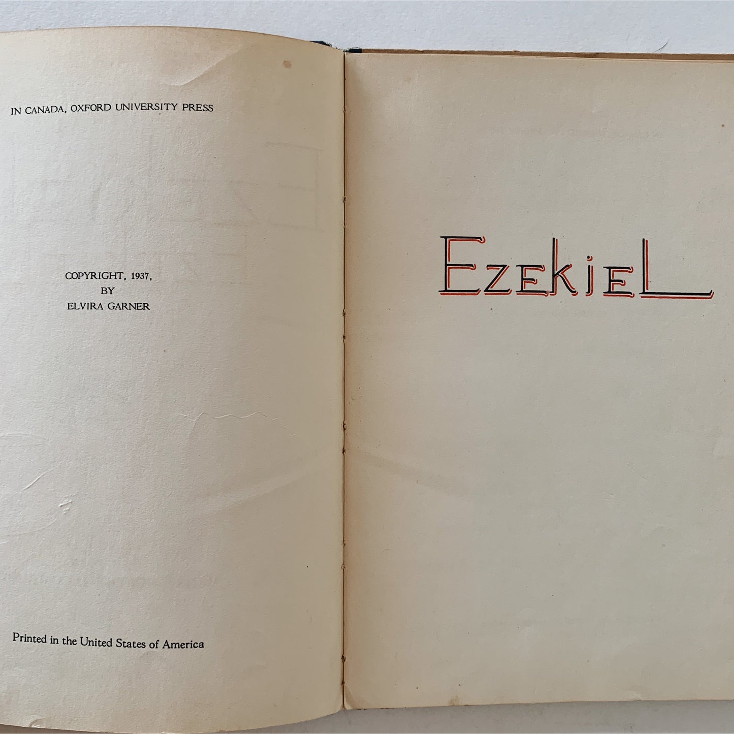 Ezekiel, Elvira Garner, 1937, Illustrated Children's Book