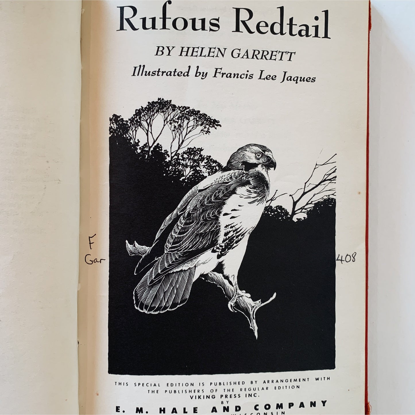 Rufous Redtail, Helen Garrett, Children's Hardcover Book, 1947