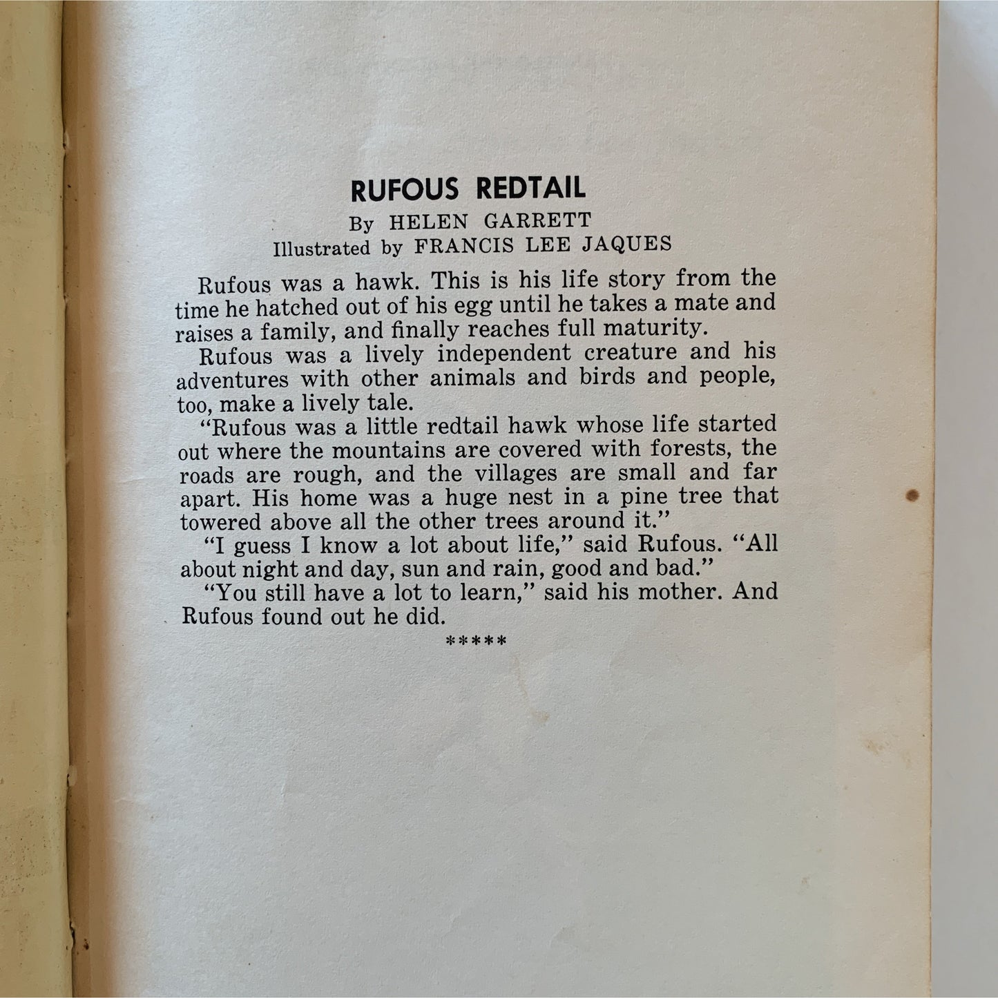 Rufous Redtail, Helen Garrett, Children's Hardcover Book, 1947
