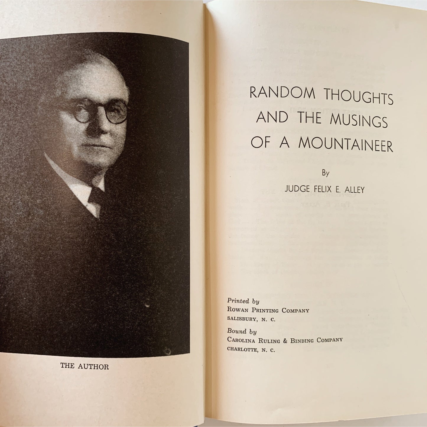 Random Thoughts and the Musings of a Mountaineer, First Edition, Signed, 1941 Hardcover Book