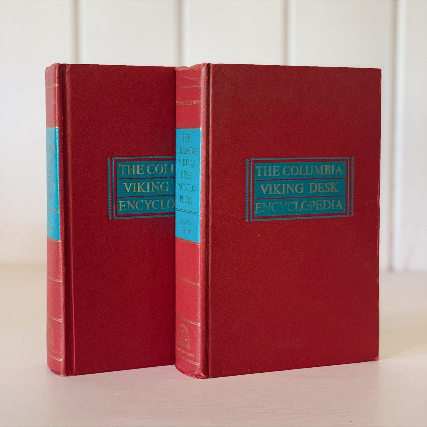 The Columbia Viking Desk Encyclopedia, 1968, Red and Turquoise, Hardcover Set