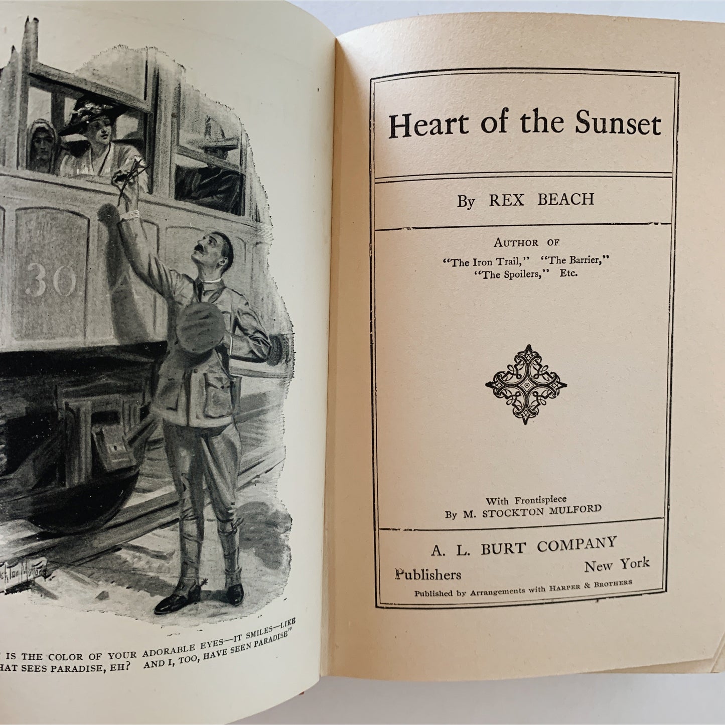 Heart of the Sunset, 1915, Rex Beach, Hardcover with Dust Jacket