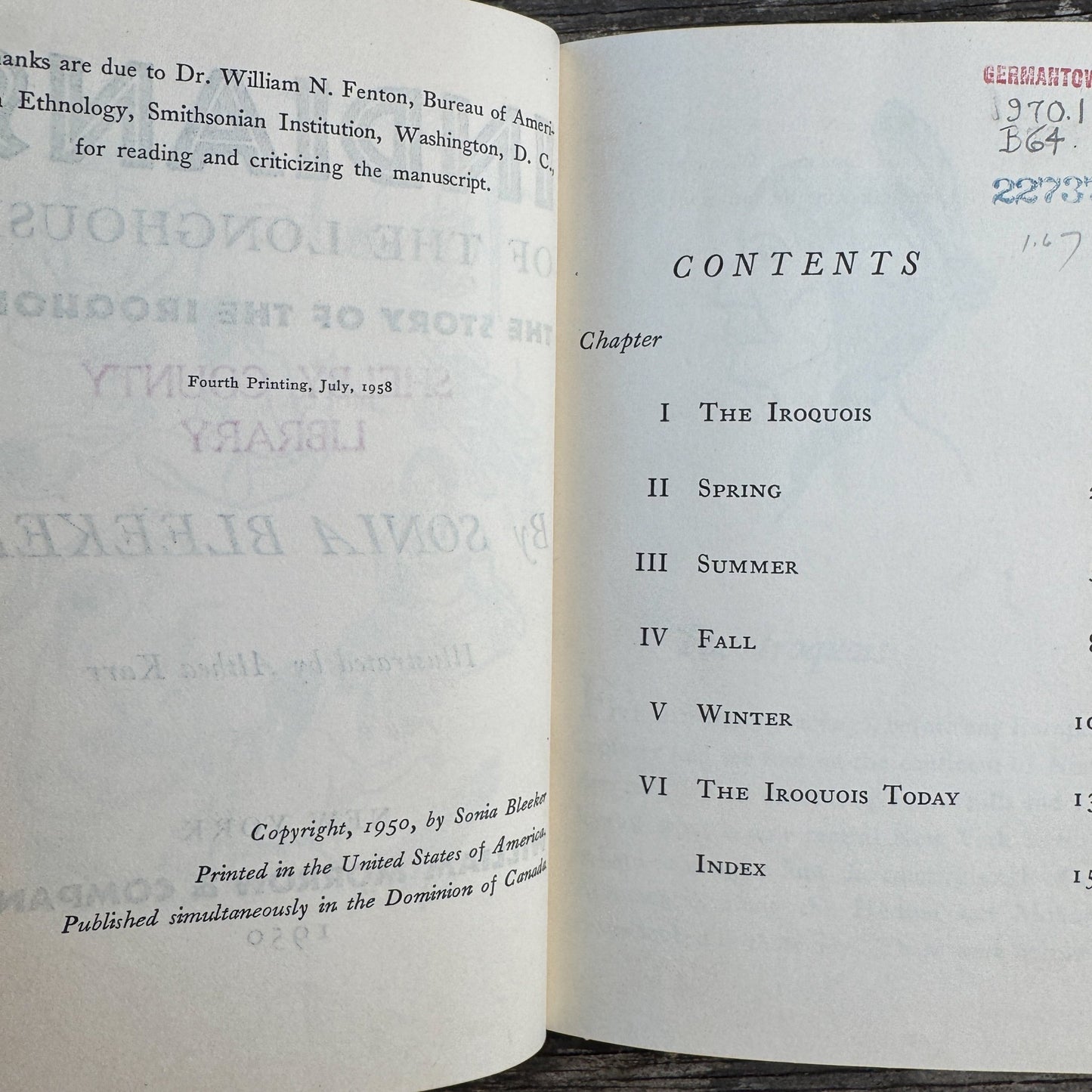 Indians of the Longhouse: The Story of the Iroquois, Sonia Bleeker, 1958 - Pretty Old Books