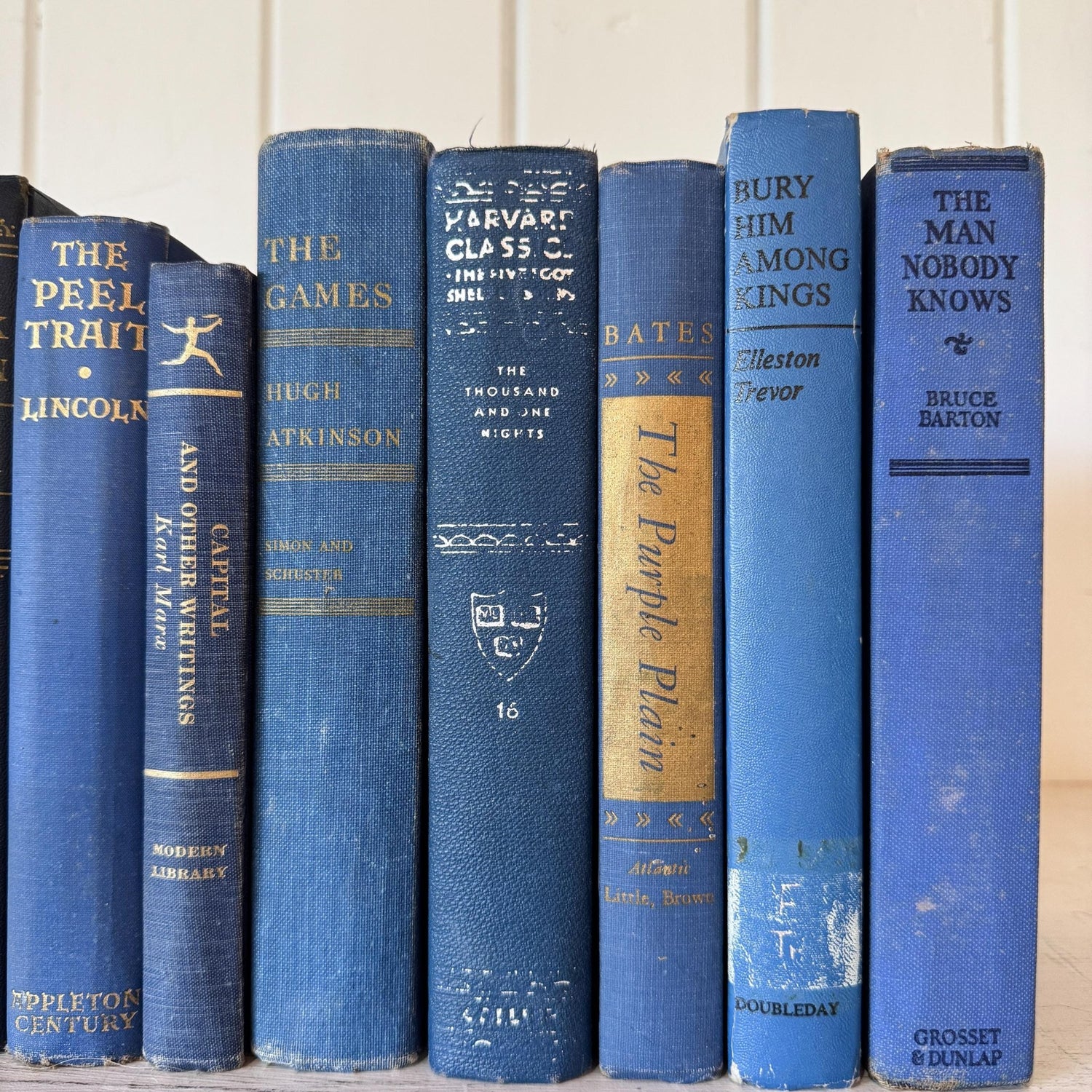 Indigo and Navy Vintage Book Bundle for Shelf Styling and Decor - Pretty Old Books