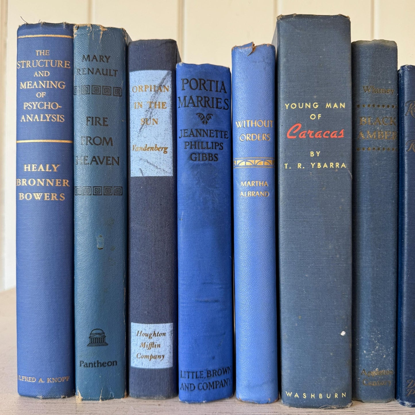 Indigo and Navy Vintage Book Bundle for Shelf Styling and Decor - Pretty Old Books