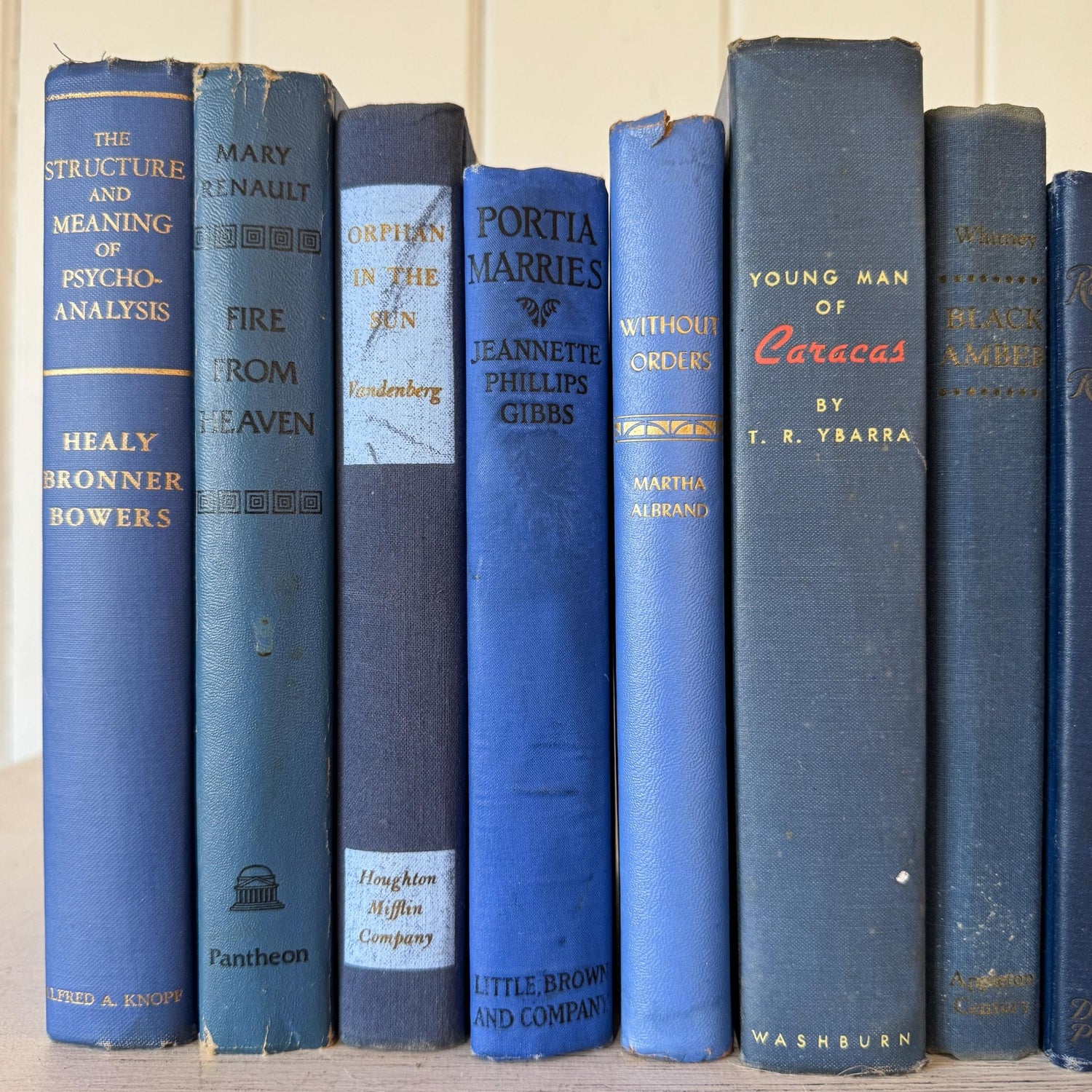 Indigo and Navy Vintage Book Bundle for Shelf Styling and Decor - Pretty Old Books