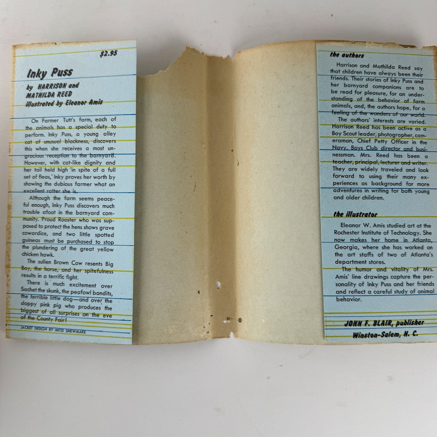 Inky Puss, 1962, Harrison and Mathilda Reed, Children's Cat Story - Pretty Old Books