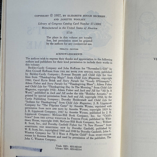 It’s Time for Thanksgiving, Elizabeth Hough Sechrist & Janette Woolsey, 1957 - Pretty Old Books