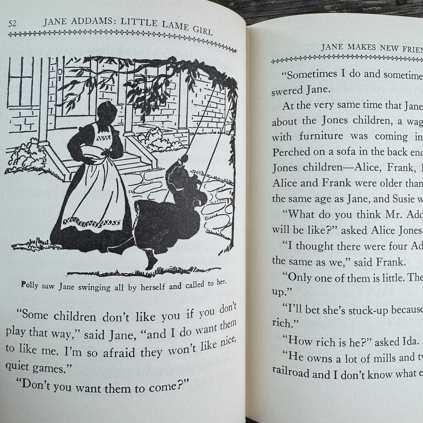 Jane Addams: Little Lame Girl, Childhood of Famous Americans, 1944, Hardcover - Pretty Old Books