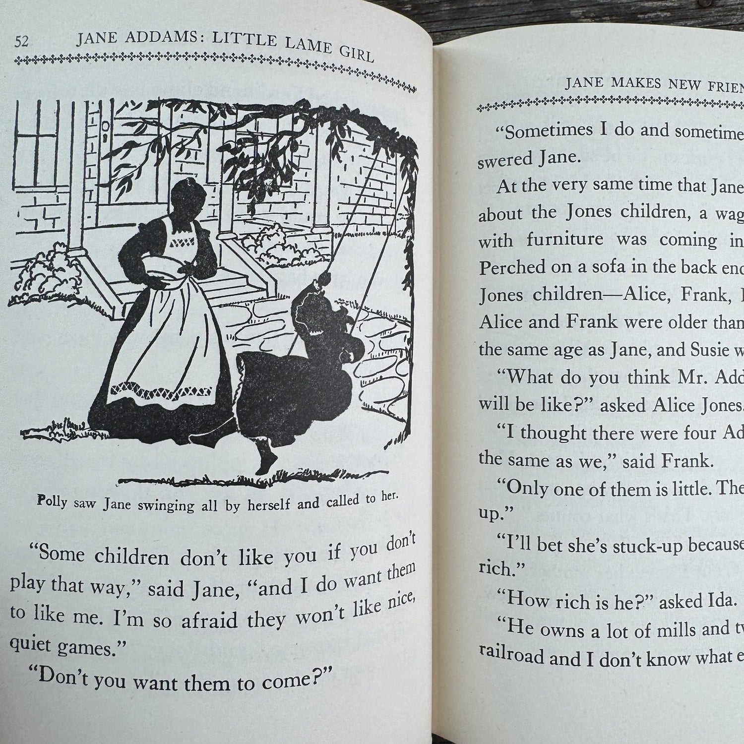 Jane Addams: Little Lame Girl, Childhood of Famous Americans, 1944, Hardcover - Pretty Old Books