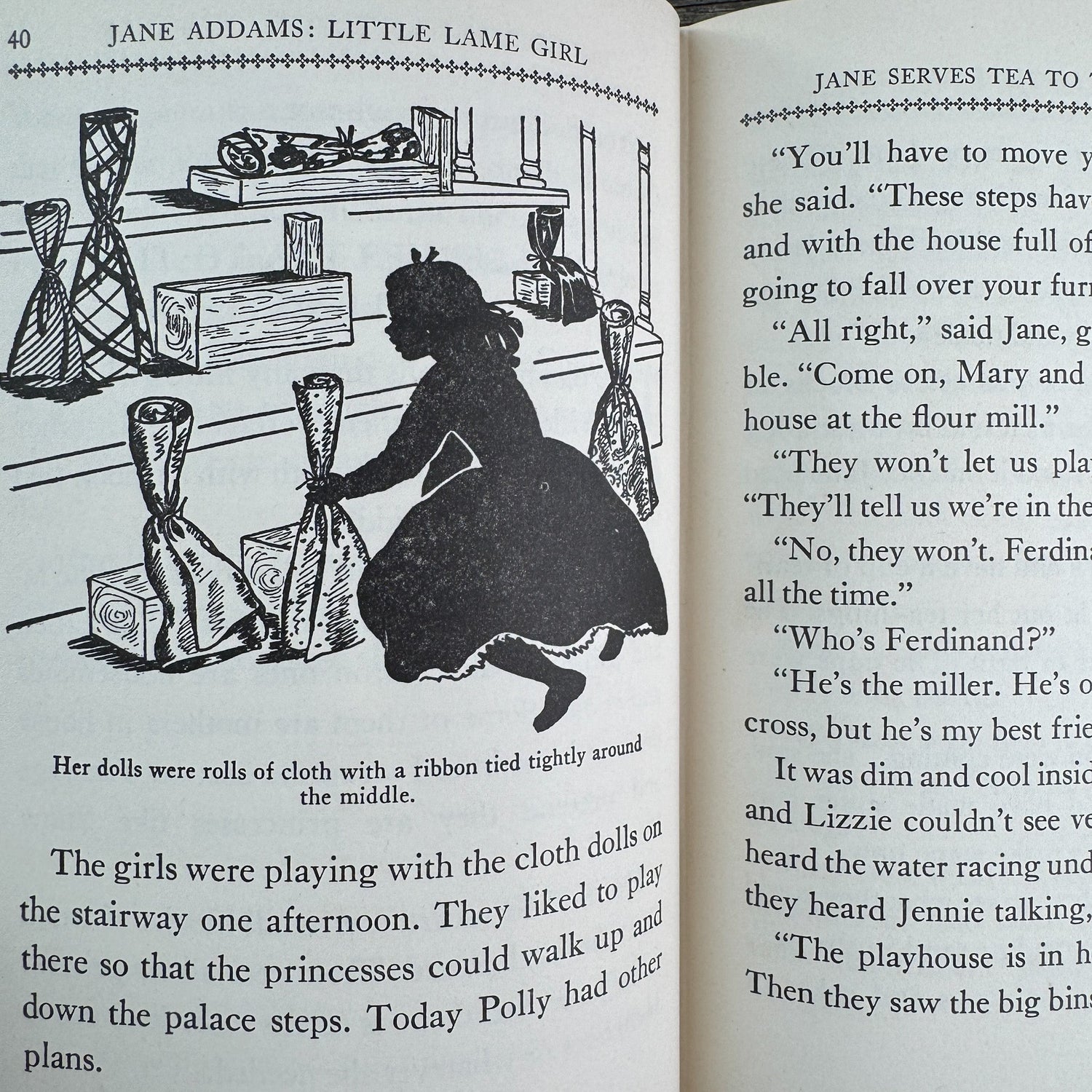 Jane Addams: Little Lame Girl, Childhood of Famous Americans, 1944, Hardcover - Pretty Old Books