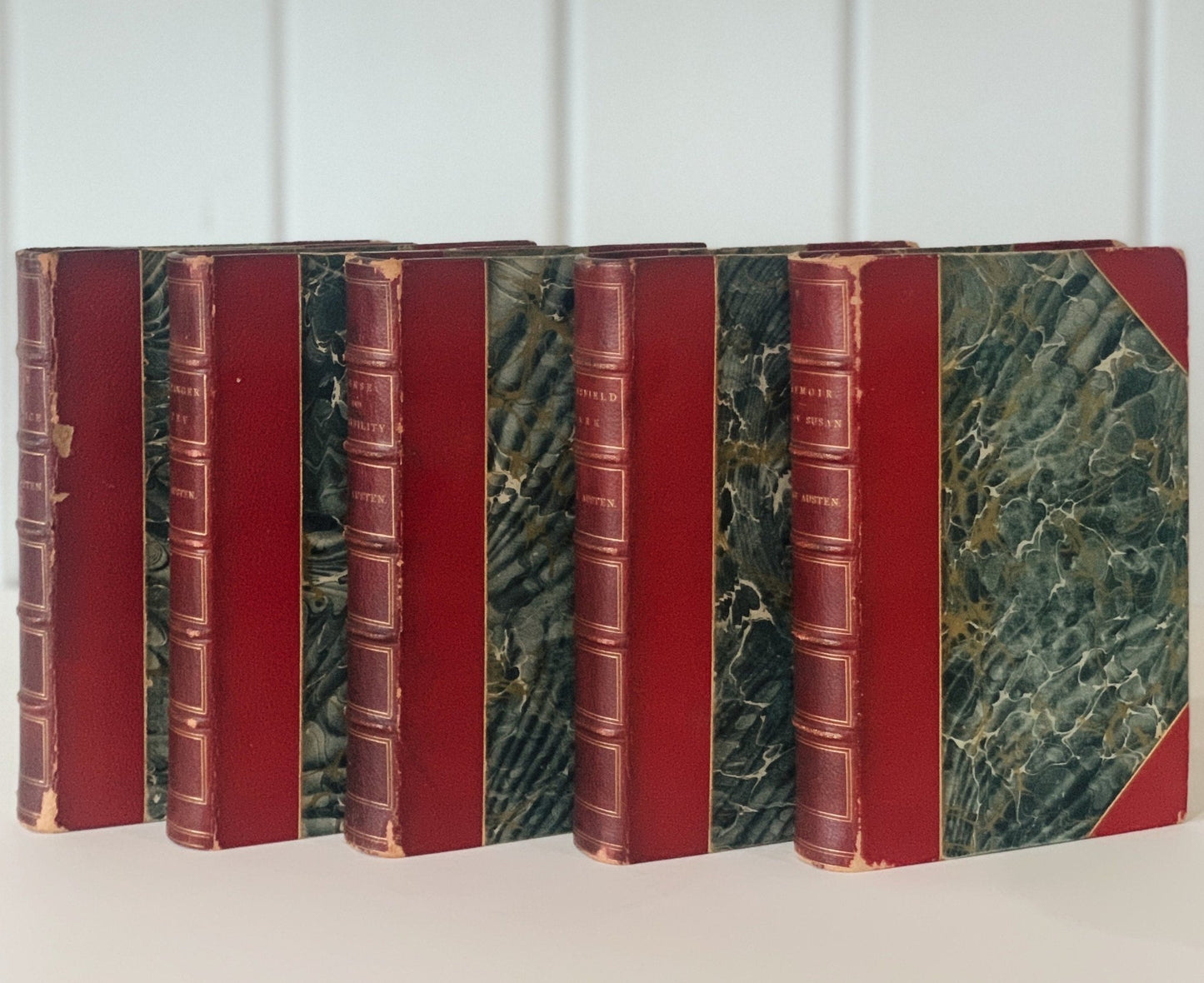 Jane Austen Leather Book Set: 1879 - 81 Richard Bentley, New Edition - Pretty Old Books