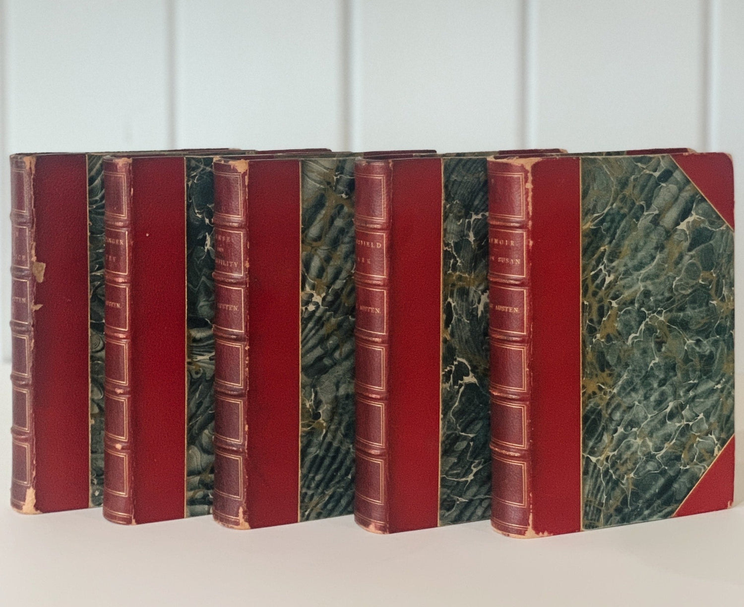 Jane Austen Leather Book Set: 1879 - 81 Richard Bentley, New Edition - Pretty Old Books