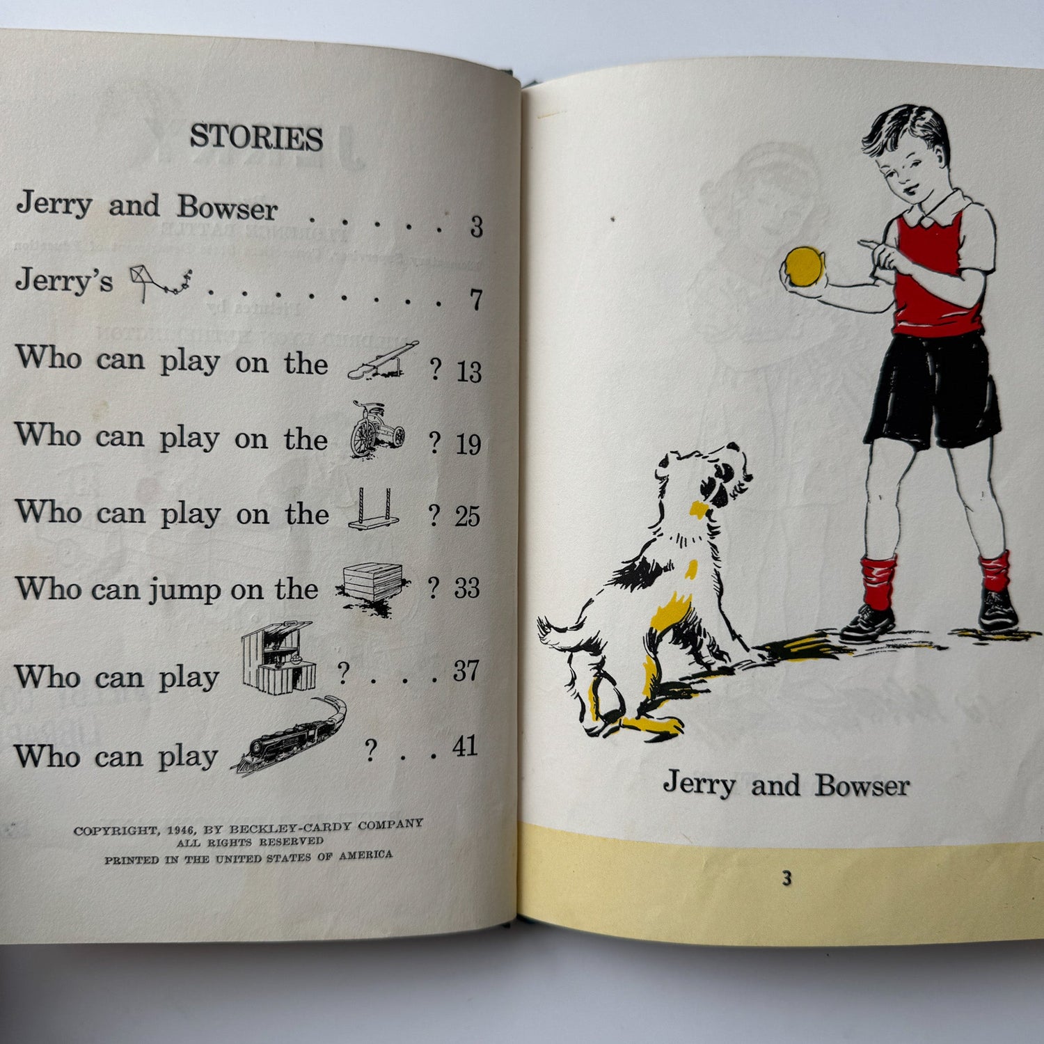 Jerry, 1946 Mid - Century Primer for Beginner Readers, Florence Battle - Pretty Old Books