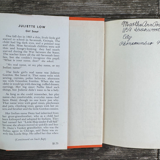 Juliette Low: Girl Scout Childhood of Famous Americans, 1951, Hardcover - Pretty Old Books