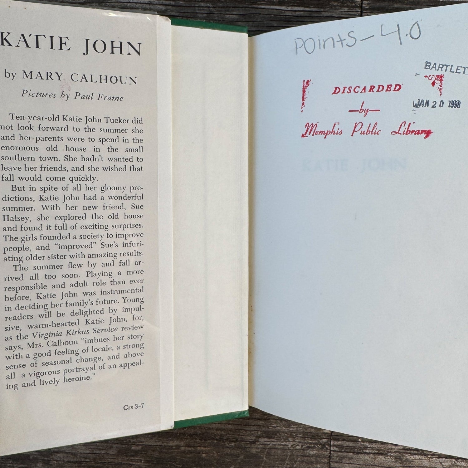 Katie John, Mary Calhoun, Illustrated by Paul Frame, 1988 - Pretty Old Books