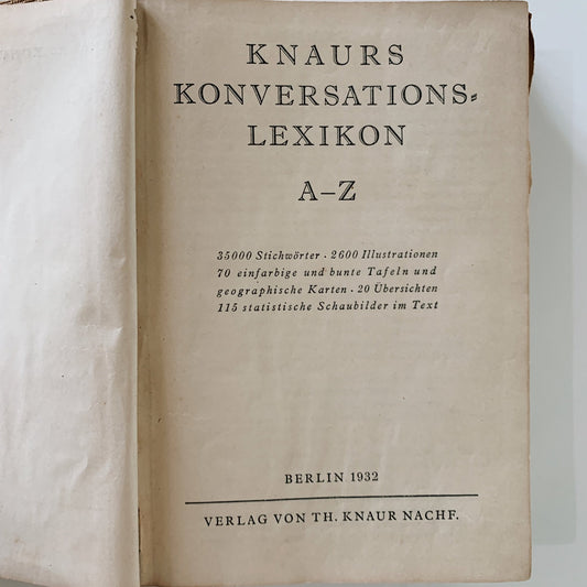 Knaurs Konversations Lexikon A - Z, 1932, Amazing Illustrated German DIctionary - Pretty Old Books