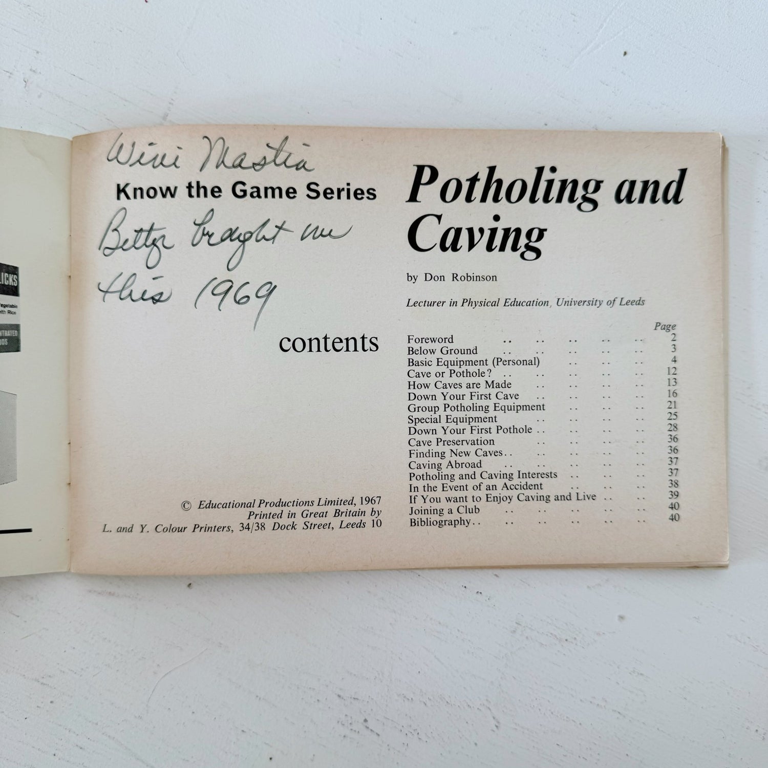 Know the Game - Potholing & Caving, 1967 U.K. How - To Book - Pretty Old Books